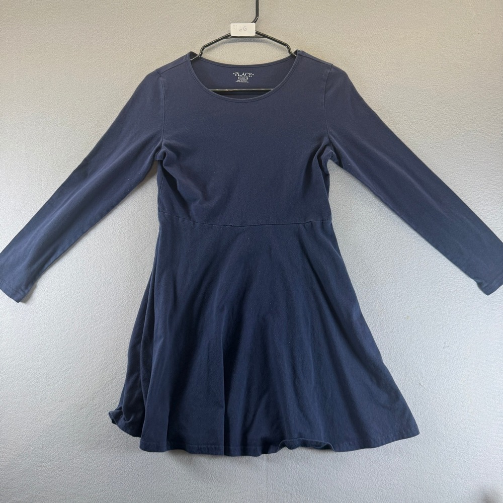 The Children's Place Girls Navy Blue Long Sleeve Skater Dress XXL‎ 16